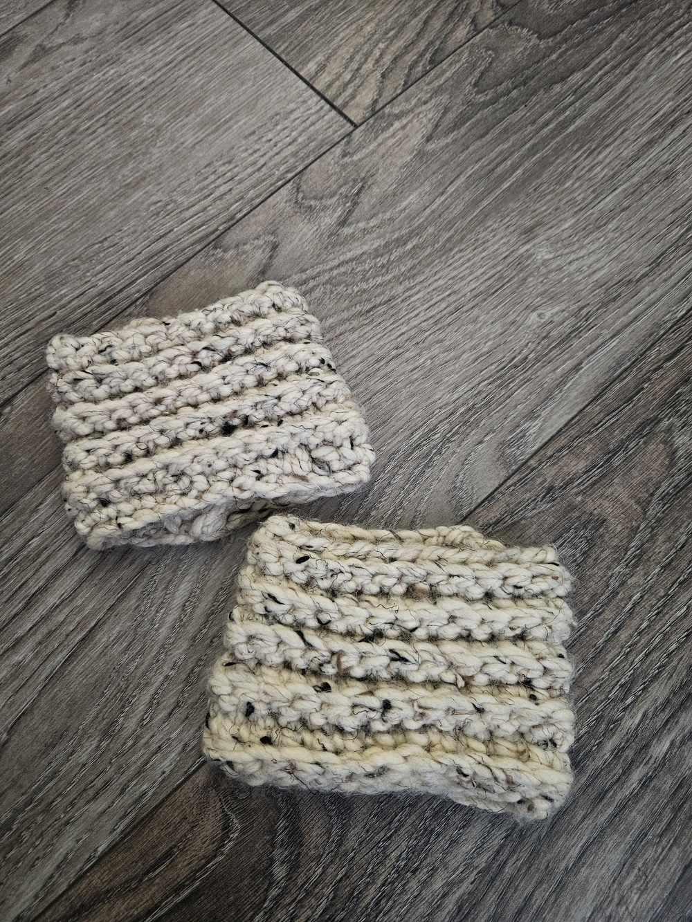 Handmade Teen/Adult Small Cream Speckled Knit Boot Cuffs